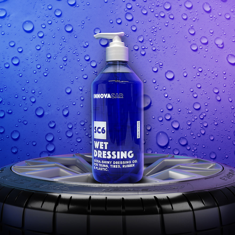 SC6 WET DRESSING DI INNOVACAR DRESSING E NERO GOMME LUCIDO IN GEL PER AUTO